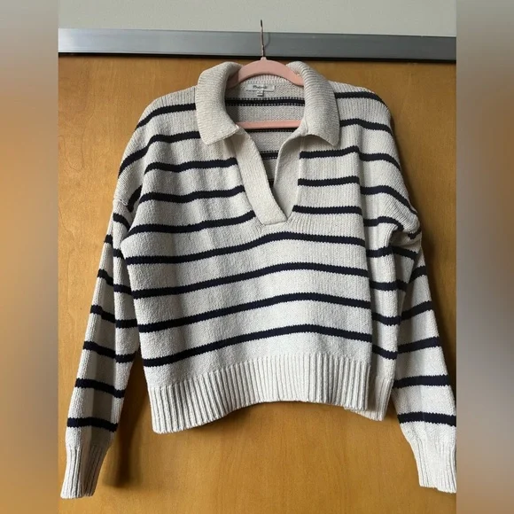 Madewell Dedham Stripe Polo Sweater in Medium - Picture 7 of 11